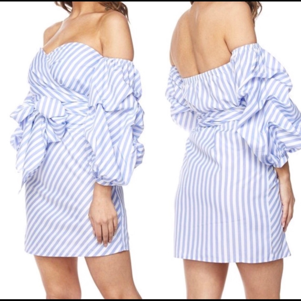LAST ONE!!PRICE FIRM Off the shoulder stripe dress - Picture 2 of 4